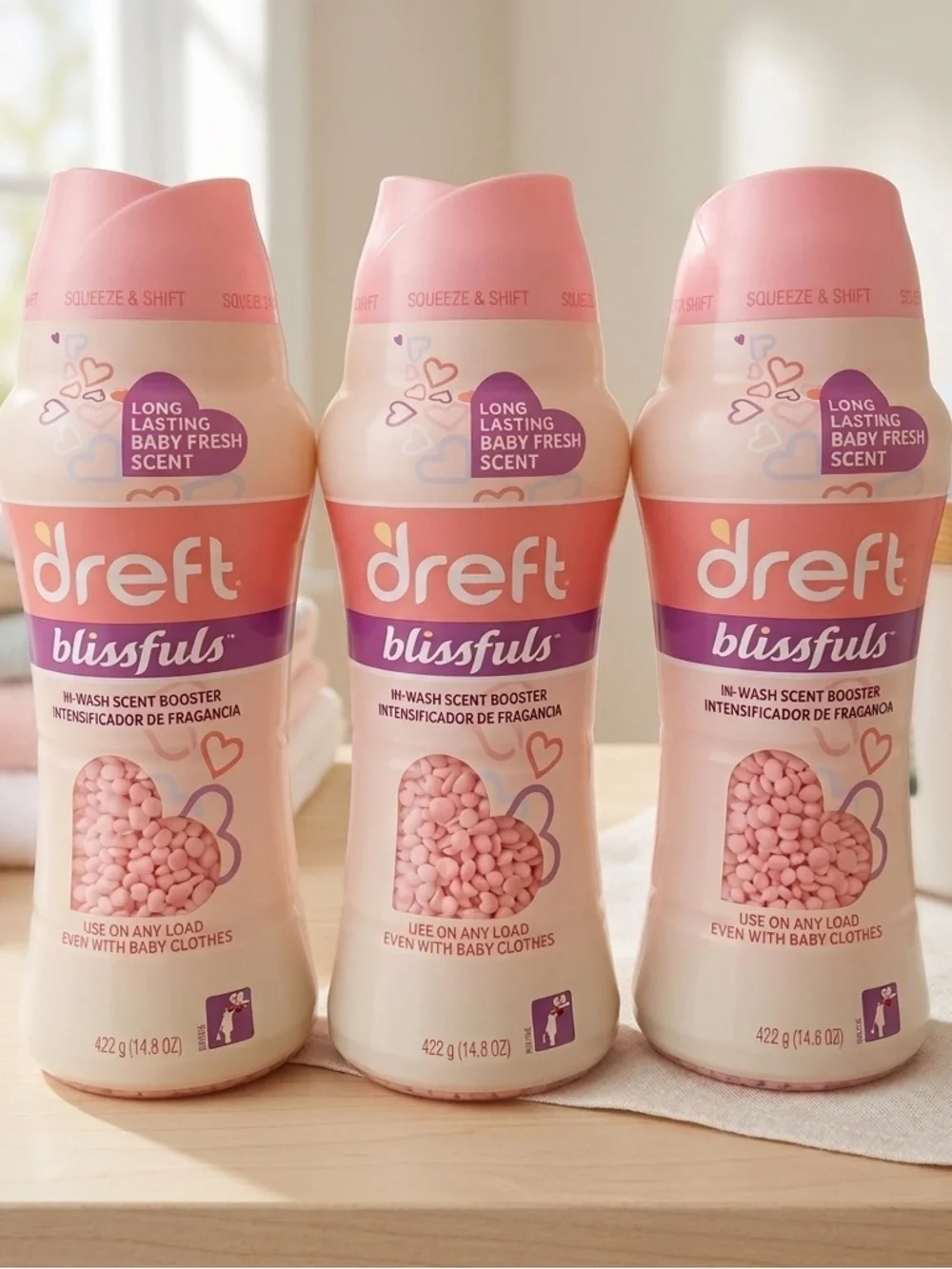 Dreft Blissfuls In-Wash Scent Booster - Baby Fresh Scent (3 Pack, 14.8oz Each) - Picture 1 of 7